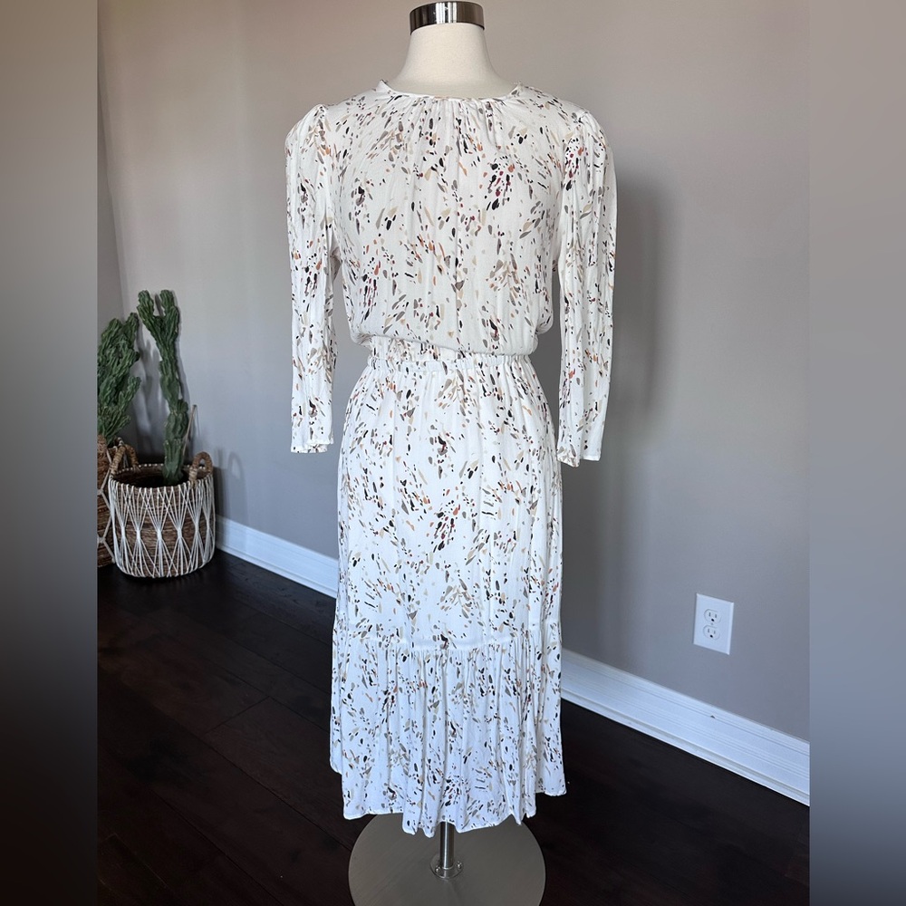 a new day Cream Maxi Dress with Multicolor Speckle Print